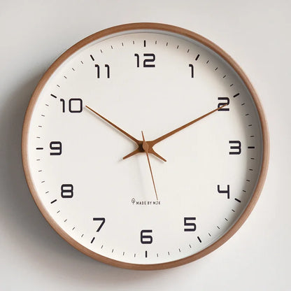 Nordic Scandinavian Solid Wood Wall Clock Silent Quartz Movement Three Size Options