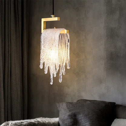 Brass Crystal Icicle Pendant Light Ceiling Chandelier