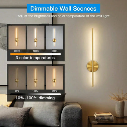 Magnetic Rechargeable LED Wall Lamp Wireless Black Gold Dimmable Living Room Bedroom Hallway Light