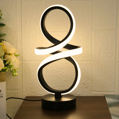 Spiral LED Table Lamp 3-Color USB Bedside Night Light