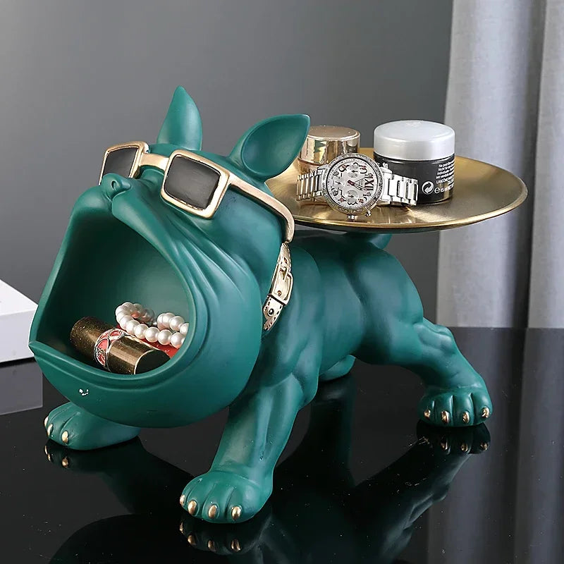 Bulldog Resin Statue Storage Tray