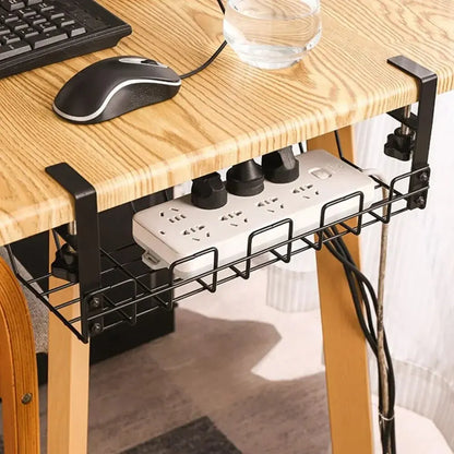 Under-Desk Metal Cable Tray No-Drill Installation Sturdy Build Floor-Free Cabling