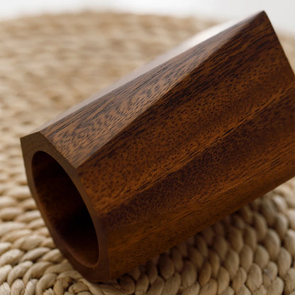 Walnut Wood Pen Pot Holder Desktop Organiser Basket Office Desk Stationery Storage Cup Pencil
