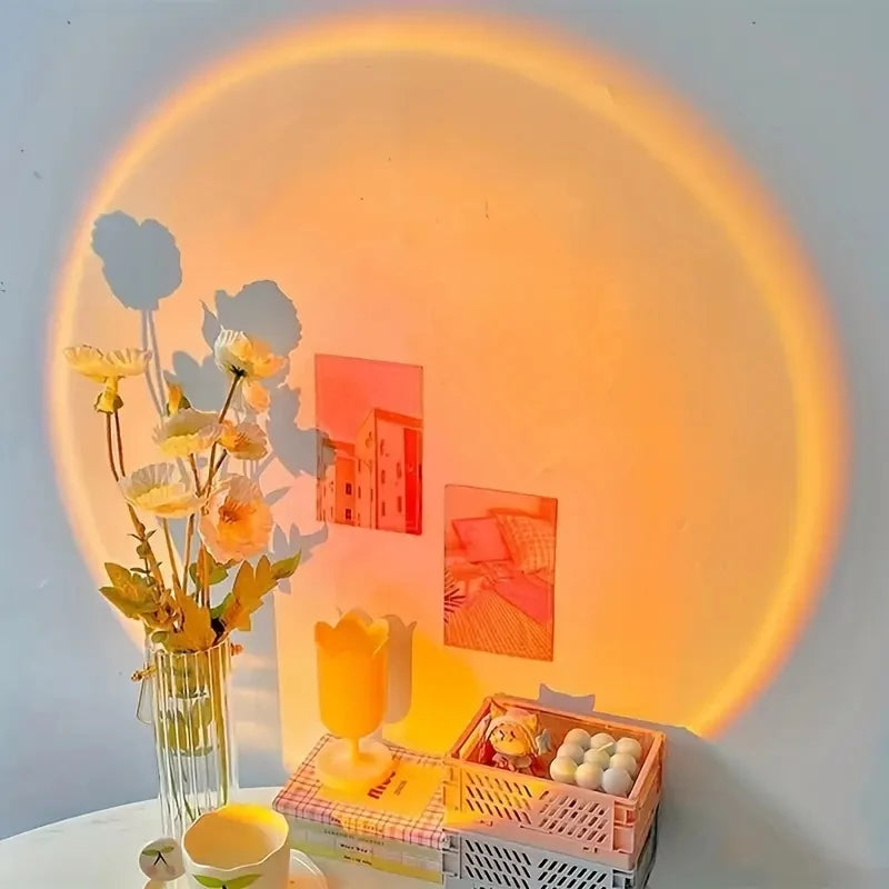 Sunset Projection Lamp LED Atmosphere Light Bedroom Living Room USB Indoor Lighting Home Decor