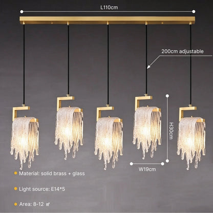 Brass Crystal Icicle Pendant Light Ceiling Chandelier