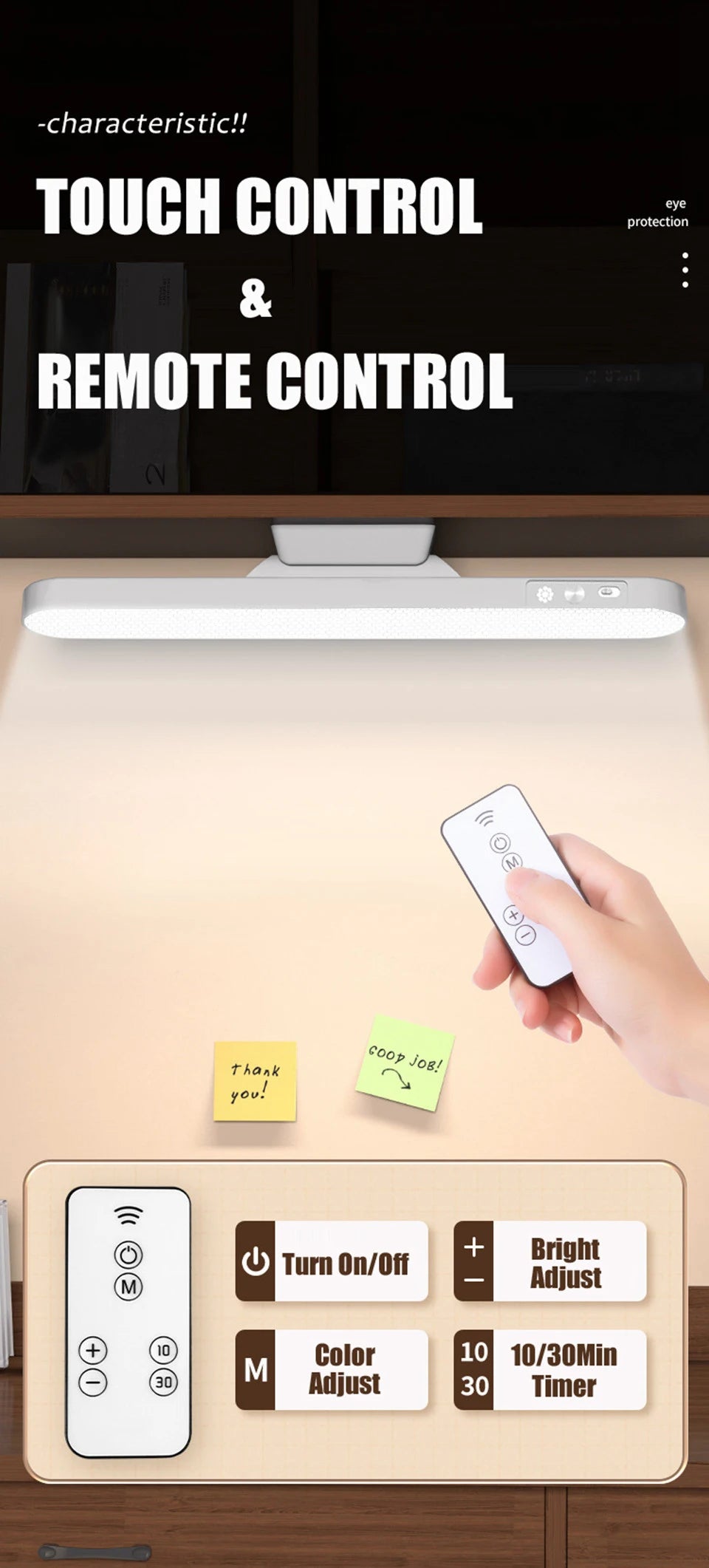 LED Magnetic Under Cabinet Light – USB Rechargeable Dimmable Strip
