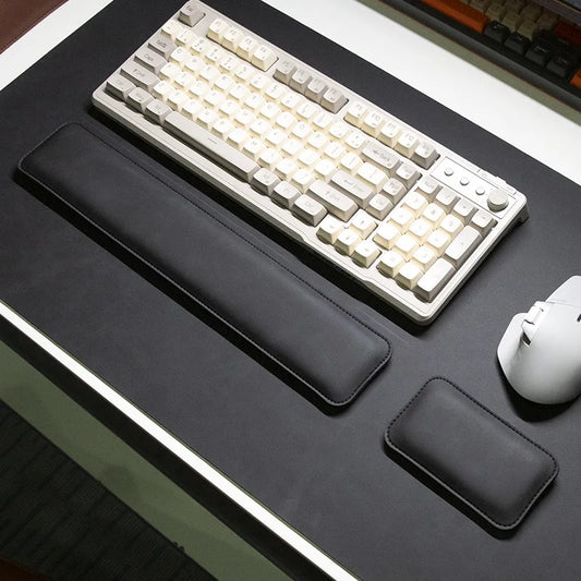 Waterproof PU Leather Desk Mat Set with Wrist Rests Non-Slip Office Gaming Smooth Surface