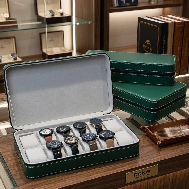 Slots Watch Organizer Box Multifunctional Wristwatch Display Storage Case with Zipper Closure