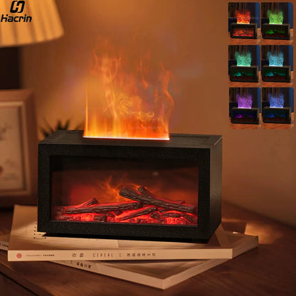 Fireplace Flame Aroma Diffuser Aromatherapy Desktop Decor Essential Oil Humidifier