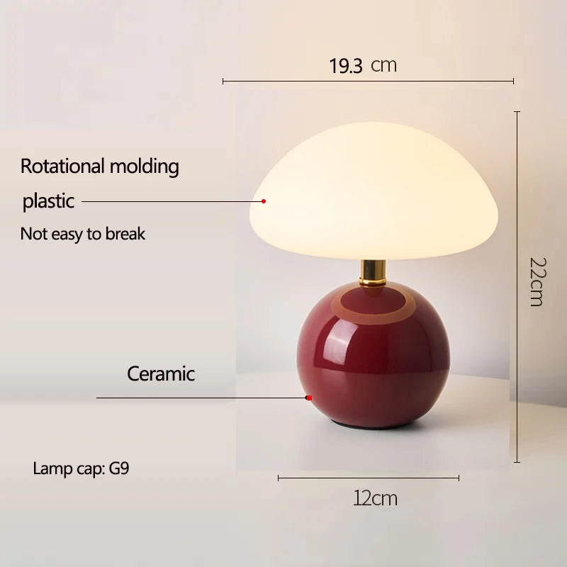 Ceramic Mushroom Table Lamp Bedside Bedroom Nightstand