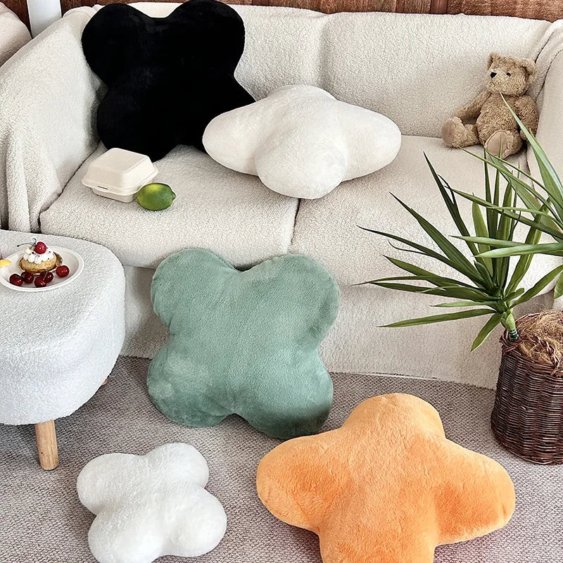 Four-Leaf Clover Plush Cushion Faux Fur Sofa & Floor Pillow 30cm