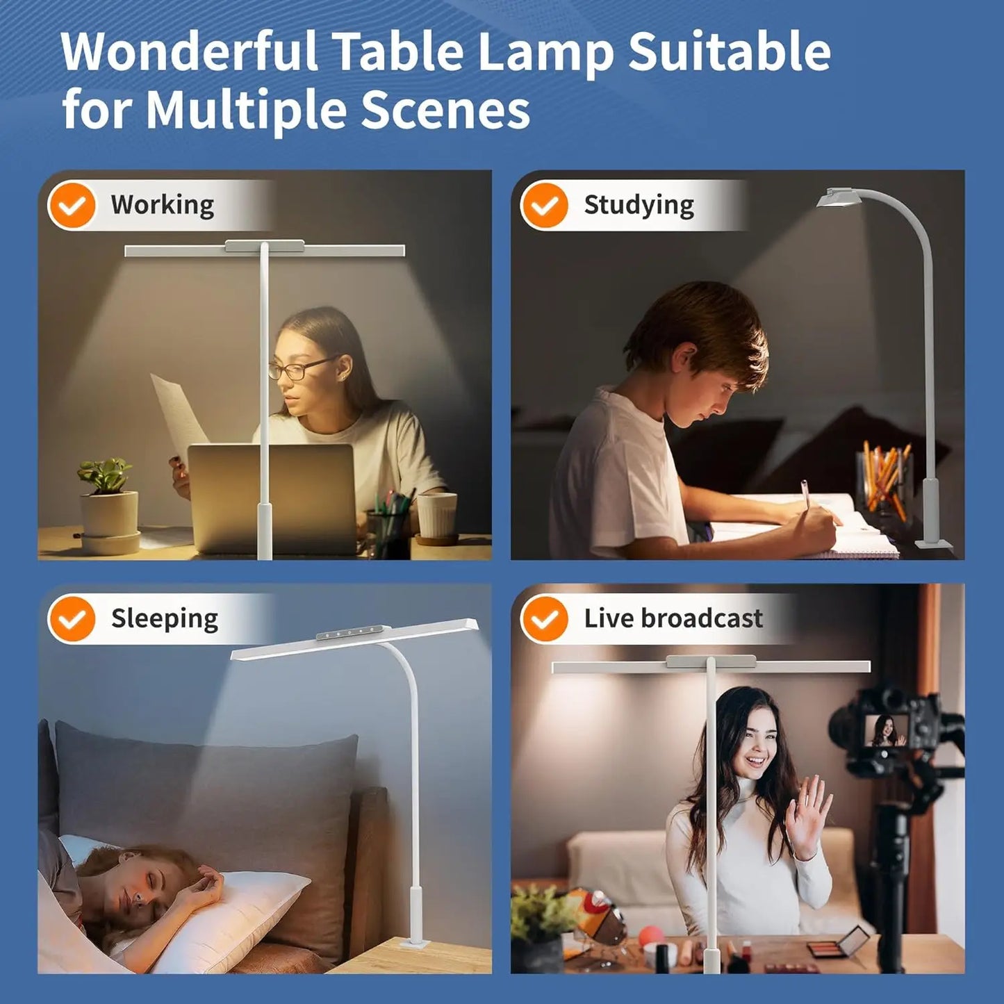 LED Clamp Desk Lamp – 3 Colours Stepless Dimming Memory Function