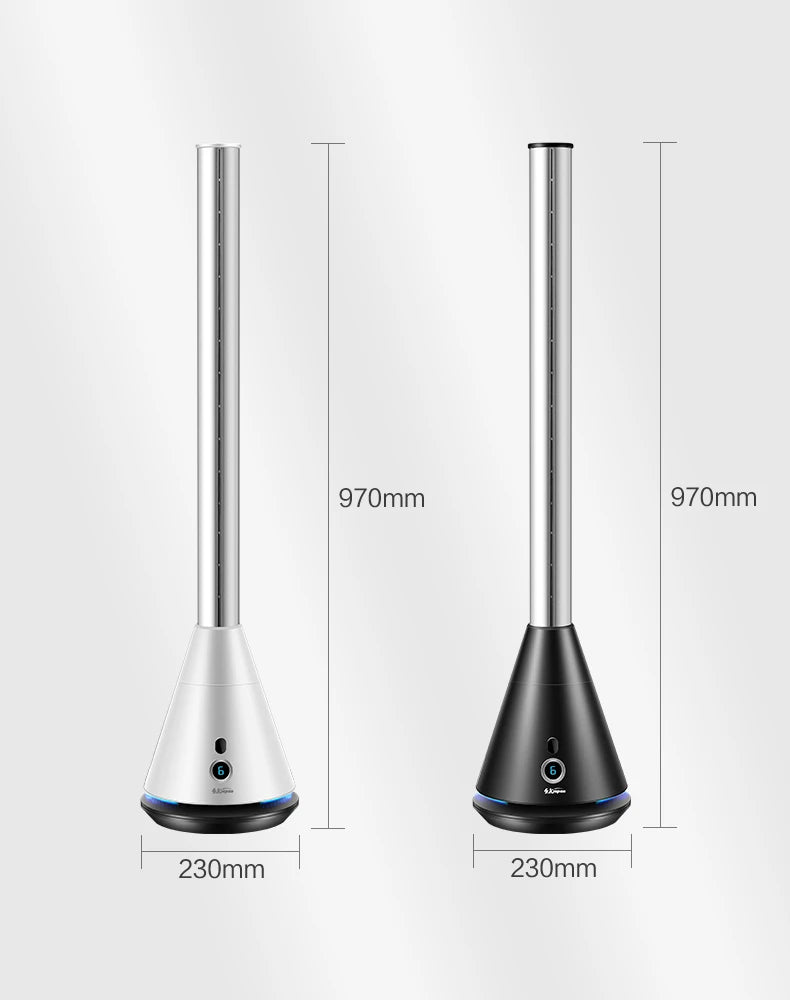 Bladeless Tower Fan 97cm Quiet Pedestal Fan with Remote & Timer Black or White