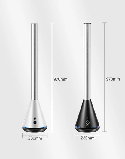 Bladeless Tower Fan 97cm Quiet Pedestal Fan with Remote & Timer Black or White