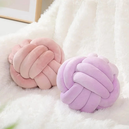 Velvet Knot Ball Cushion Decorative Round Throw Pillow 22cm or 28cm