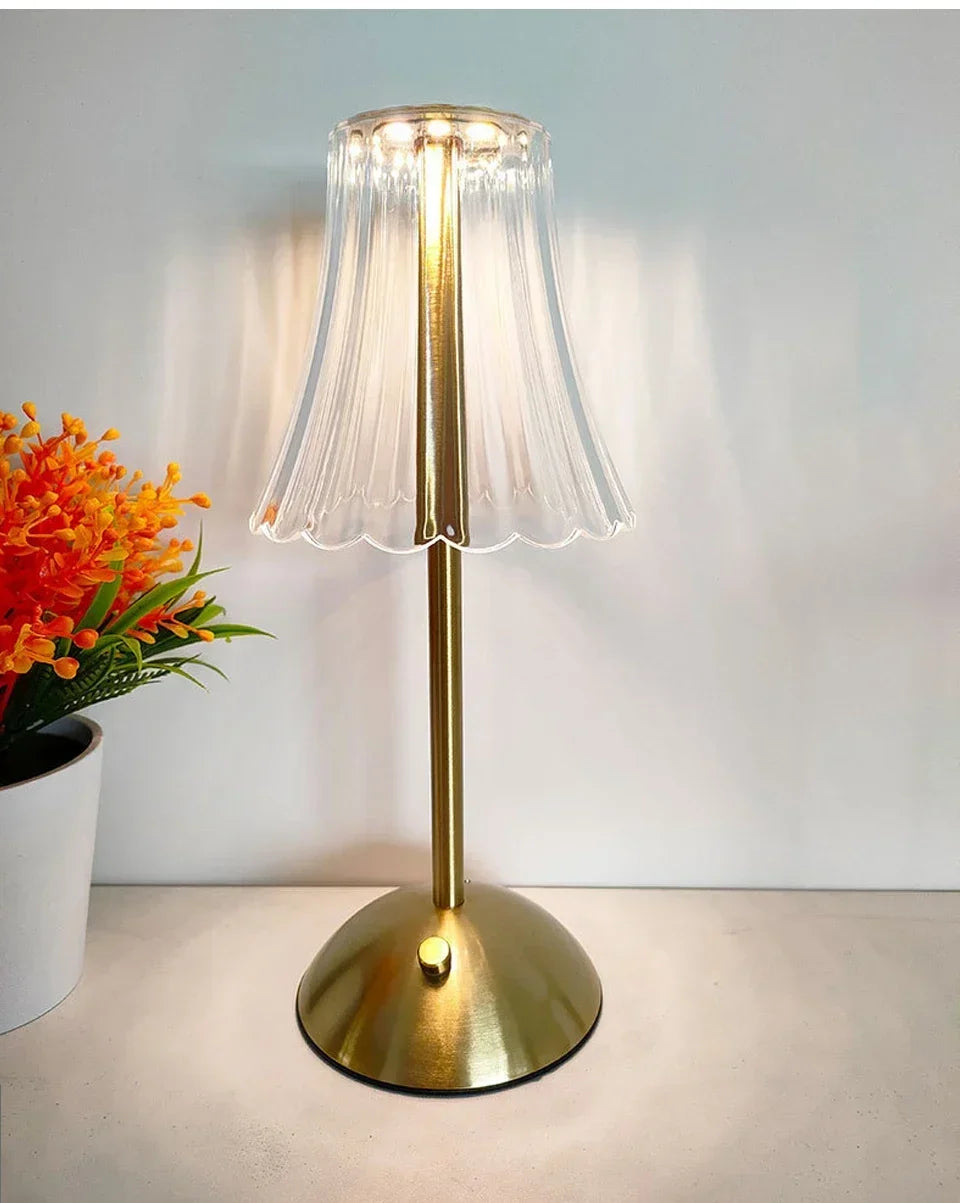 Crystal LED Table Lamp Touch Sensor Rechargeable Night Light Bedroom Bedside Bar Hotel Decor