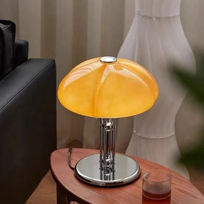 Korean Bauhaus Bedroom Mushroom Desk Lamp Advanced Charging Bedhead Designer Pumpkin TableLamp