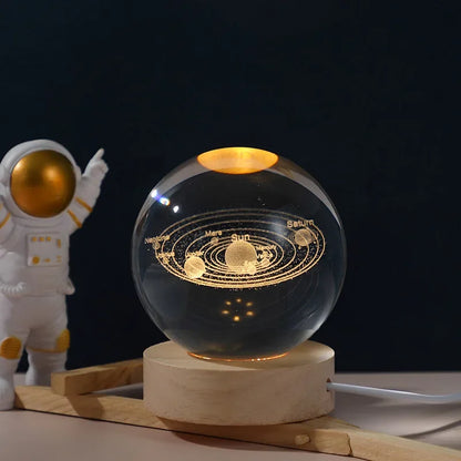 3D Galaxy Crystal Ball Night Light Bedroom Lighting Gift Ideas Moon Lamp Warm 3000K Glow