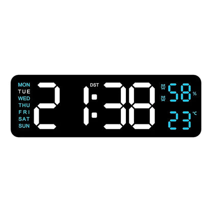 9" LED Digital Wall and Alarm Clock Temp and Humidity Display Auto Dimmer USB Powered