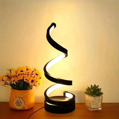 Spiral LED USB Desk Lamp Bedroom Decor Dimmable Indoor Lighting Remote Control Operation