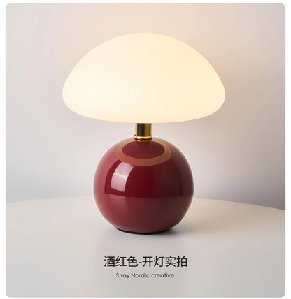 Ceramic Mushroom Table Lamp Bedside Bedroom Nightstand