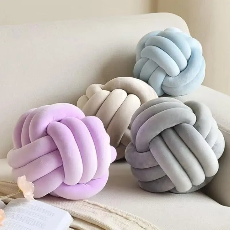 Velvet Knot Ball Cushion Decorative Round Throw Pillow 22cm or 28cm