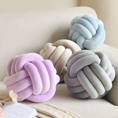 Velvet Knot Ball Cushion Decorative Round Throw Pillow 22cm or 28cm