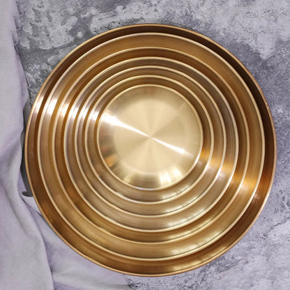 Gold Round Storage Tray For Desktop Decoration Jewelry Cosmetics Metal Modern Household Spare Parts