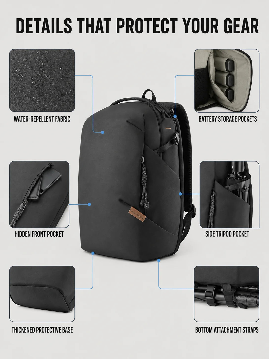 Camera Backpack 16L 22L Water-Resistant Photography Bag