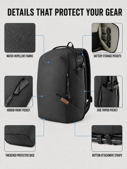 Camera Backpack 16L 22L Water-Resistant Photography Bag
