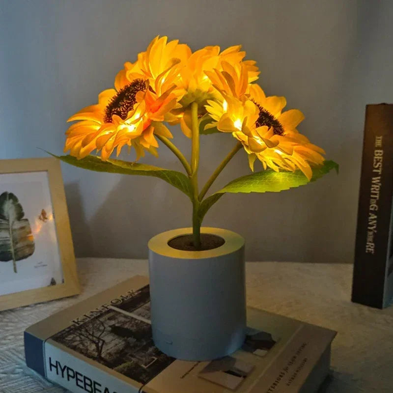 Rechargeable Sunflower Night Light Warm Cosy Two Brightness Levels Bedside USB