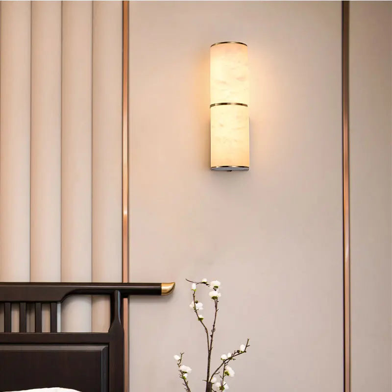Marble LED Wall Sconce Copper Bedside Bedroom Wall Light
