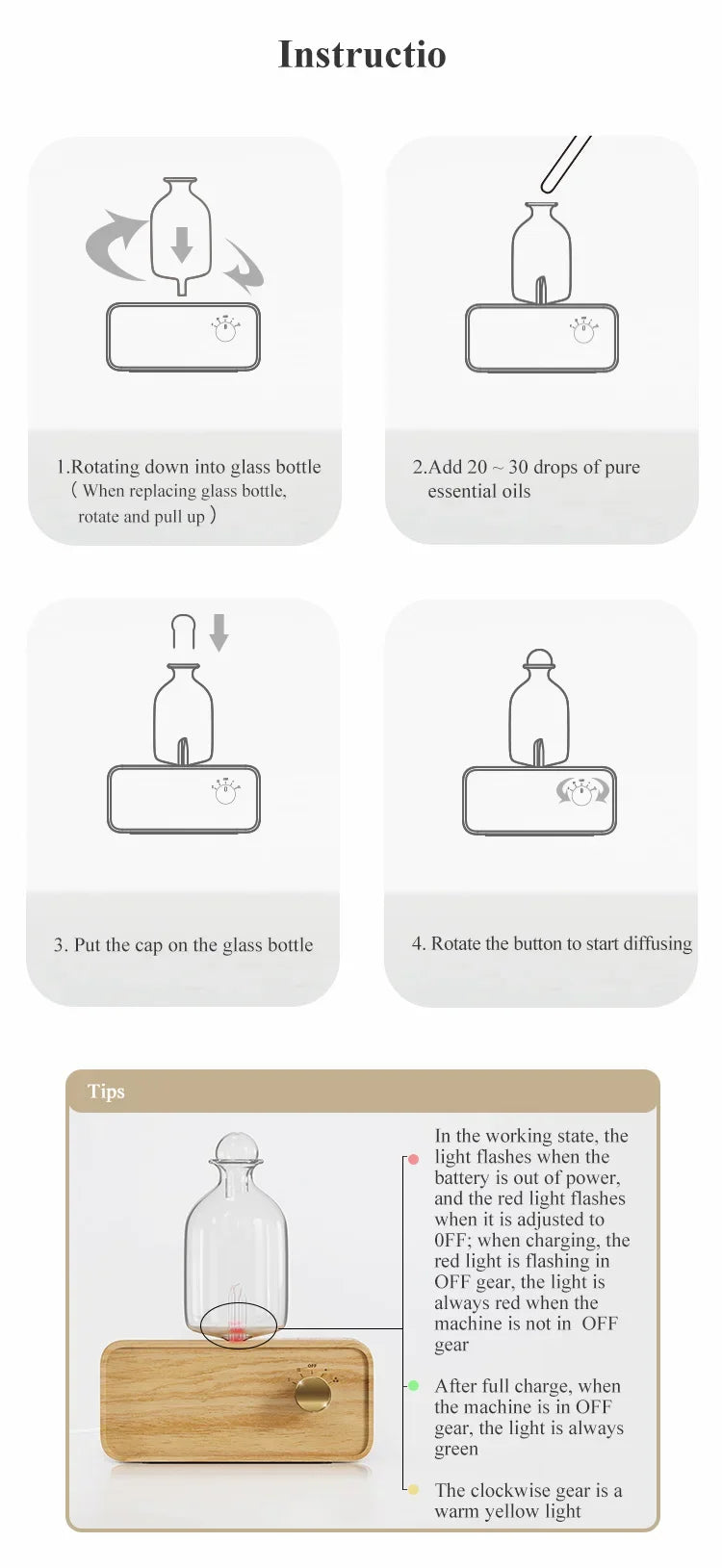 Nebulizing Essential Oil Diffuser – Wireless Waterless Aromatherapy
