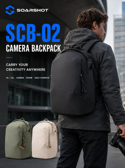 Camera Backpack 16L 22L Water-Resistant Photography Bag