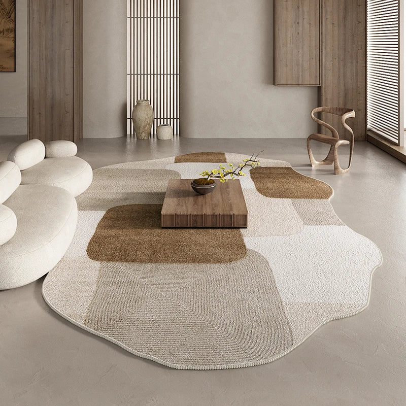 American Retro Brown Plush Area Rug Living Room