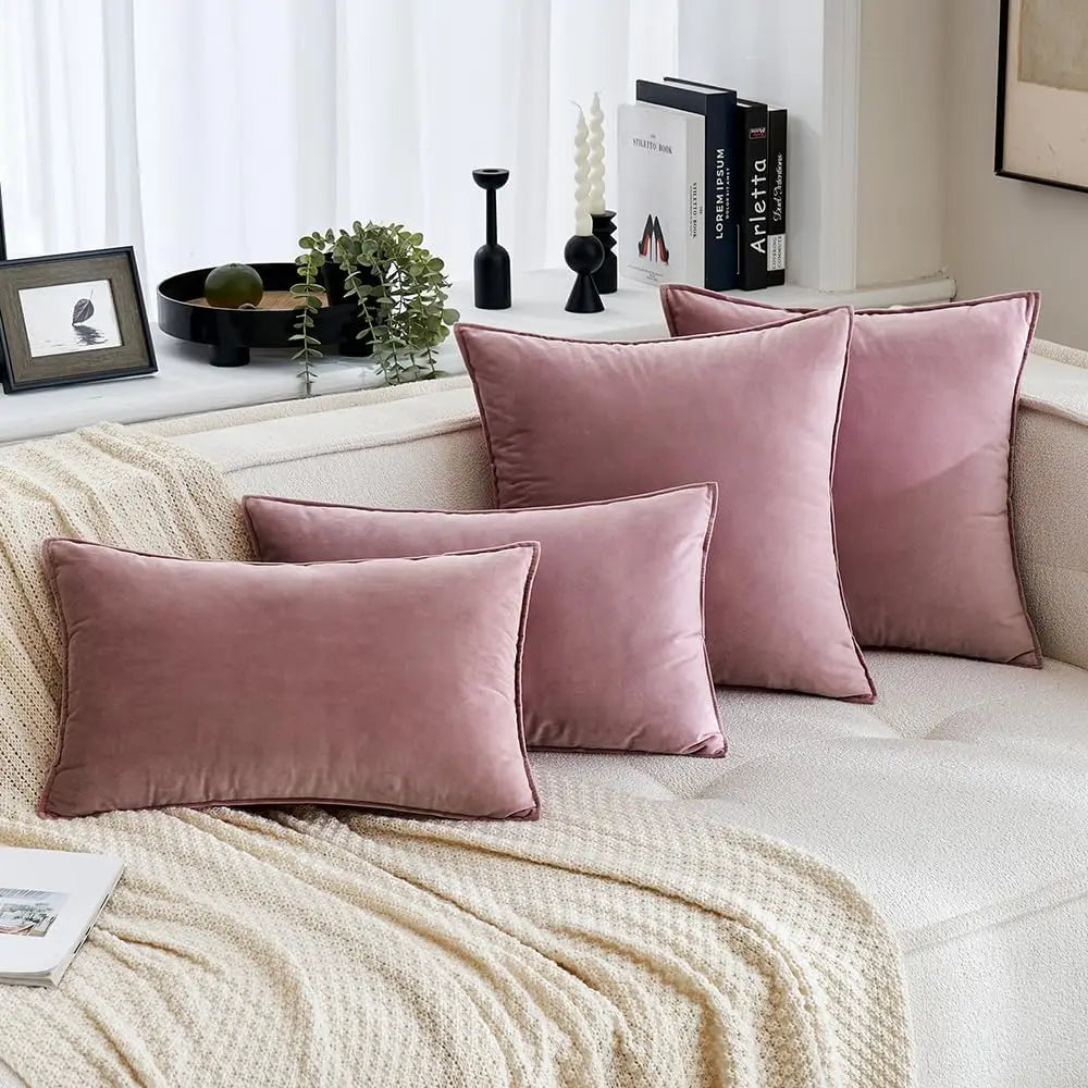 Velvet Cushion Covers Set of 2 Soft Throw Pillow Covers 24 Colours 4 Sizes