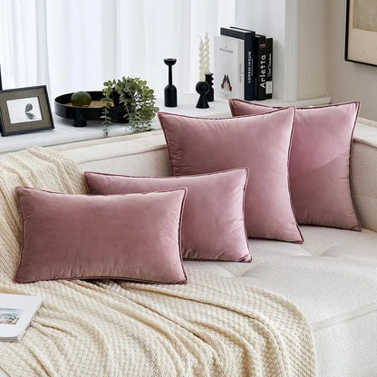 Velvet Cushion Covers Set of 2 Soft Throw Pillow Covers 24 Colours 4 Sizes