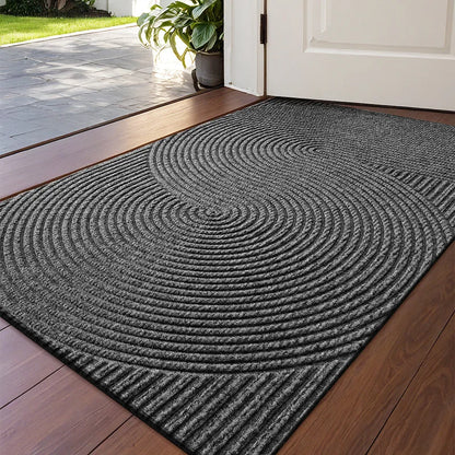 Grooved Geometric Doormat Non-Slip Scraper Entrance Mat 2 Sizes