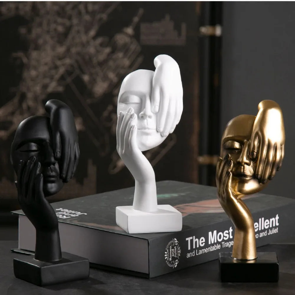 Nordic Resin Abstract Statue Desktop Ornament Sculpture Figurine Face Art Home Office Decor Gift