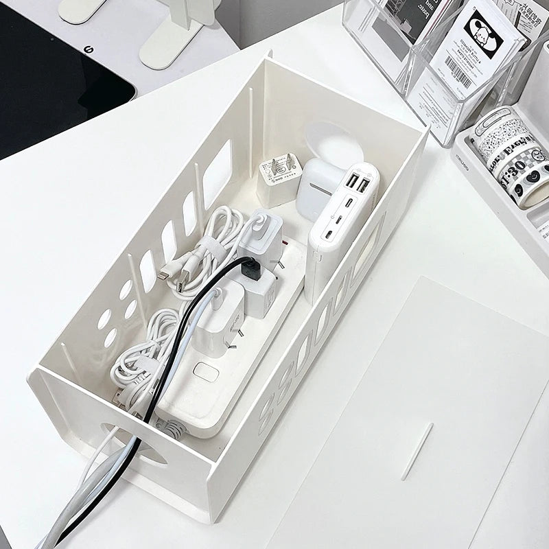 Cable Management Box Power Strip Organizer Desk Organiser Home Office Storage
