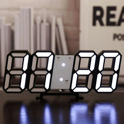 3D LED Digital Wall Clock Glow Night Mode Adjustable Display Aesthetic Room Decor Bedroom