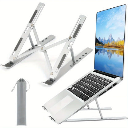 Aluminium Foldable Laptop Stand Adjustable Cooling Ergonomic Home Office 4 Anti-Slip Rubber Pads