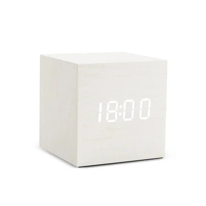 Wooden Digital Alarm Clock with Temperature Sound Control Electronic Clocks Desktop USB/AAA