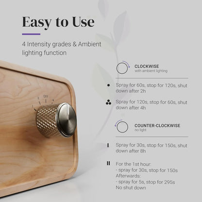 Wireless Nebulizing Essential Oil Diffuser Aromatherapy Home Decor Waterless Wood Glass Portable
