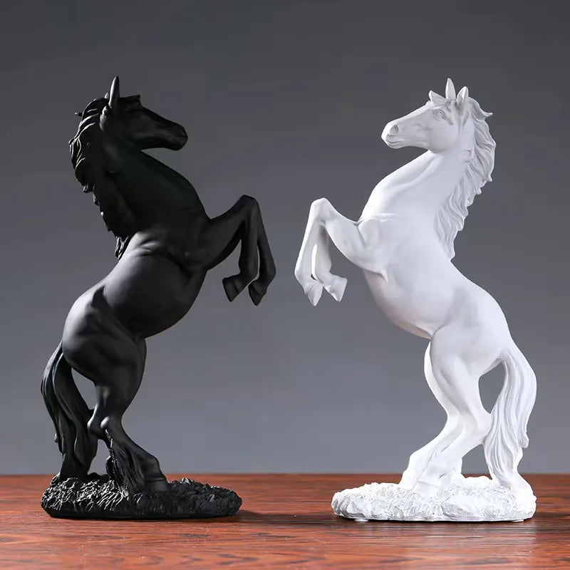 Rearing Horse Statue Resin Sculpture Gold, White or Black 30cm