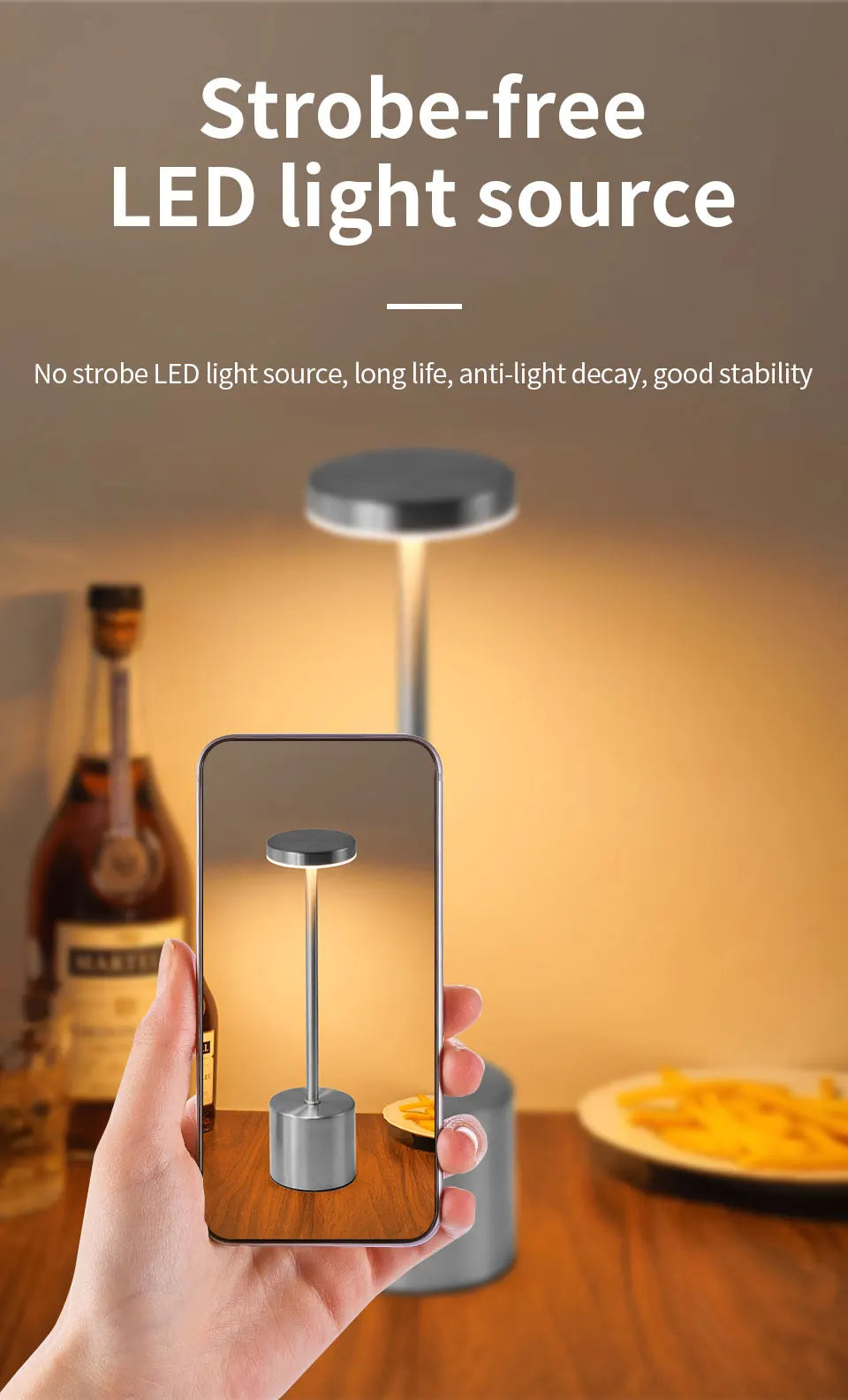 USB Rechargeable Desk Lamp – Touch Stepless Dimmer 3 Colour Modes