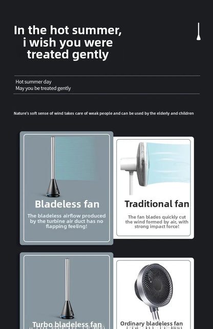 Bladeless Tower Fan 97cm Quiet Pedestal Fan with Remote & Timer Black or White