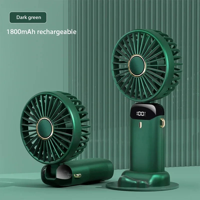 Portable Handheld Mini Fan Foldable Neck Hanging Fans Speed USB Rechargeable with Phone Stand and