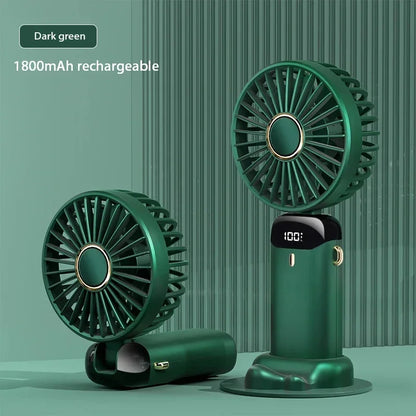 Portable Handheld Mini Fan Foldable Neck Hanging Fans Speed USB Rechargeable with Phone Stand and