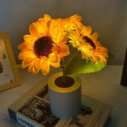 Rechargeable Sunflower Night Light Warm Cosy Two Brightness Levels Bedside USB